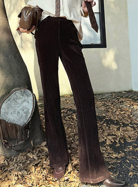 【LAMBO】3米腿长！显瘦保暖针织层复合丝绒灯芯绒 开叉微喇叭裤