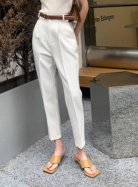 【LAMBO】精品厚型混纺 立体收折 9分挺括微锥形直筒西裤