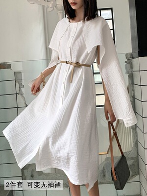 2穿防晒披肩慵懒2件套连衣裙