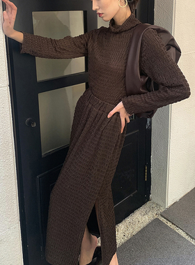 【LAMBO特】 特种泡泡起皱工艺 高领上衣+ 开衩抽绳半身裙