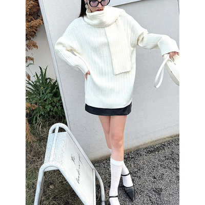 前后两穿Nway围巾慵懒大毛衣