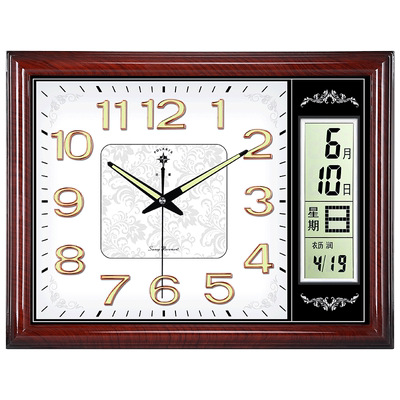 北极星中式经典夜光客厅日历挂钟