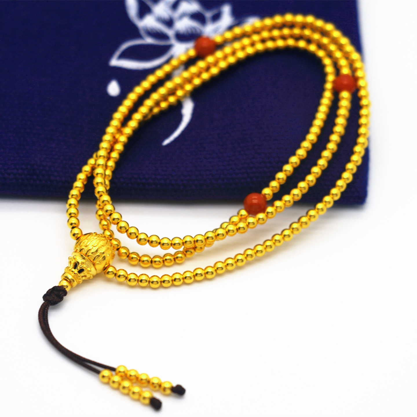 999足金24k纯金黄金迷你216颗佛珠手链手串黄金佛珠圆珠光珠现货