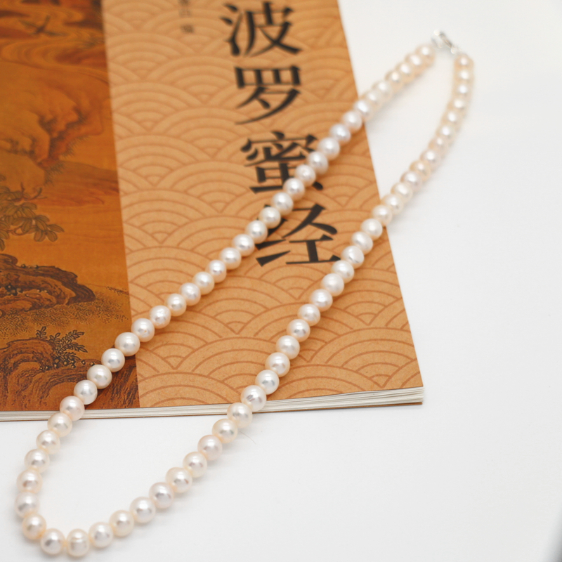 天然淡水珍珠项链直径6mm925银扣送礼自带正品锁骨链实物拍摄