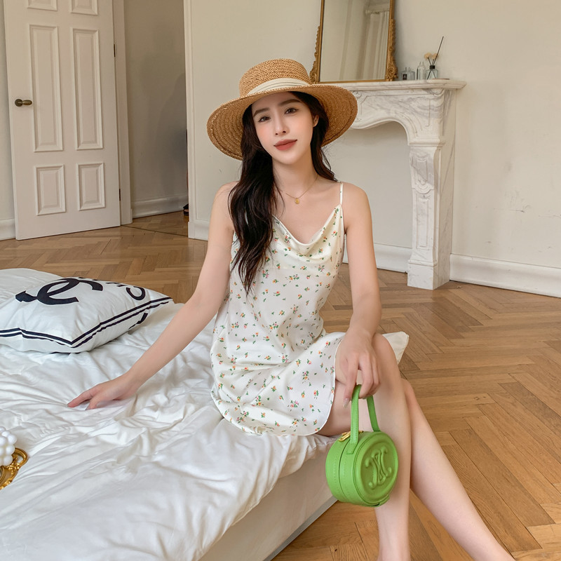 新款睡衣女夏吊带冰雪丝清新小碎花睡裙连衣裙少女薄款家居服