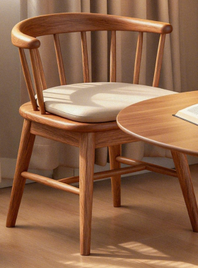 旋转木椅实木圈椅家用休闲椅可旋转靠背椅阳台休闲椅餐厅书房围椅