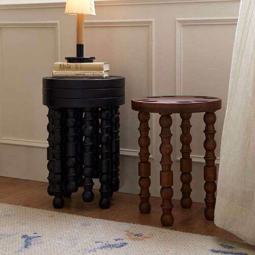 中古风法式复古实木小矮凳