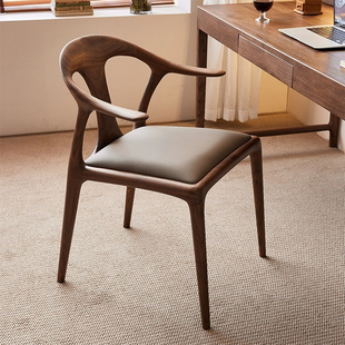 实木圈椅餐椅家用软包靠背化妆椅书桌椅休闲扶手椅洽谈椅子喝茶椅