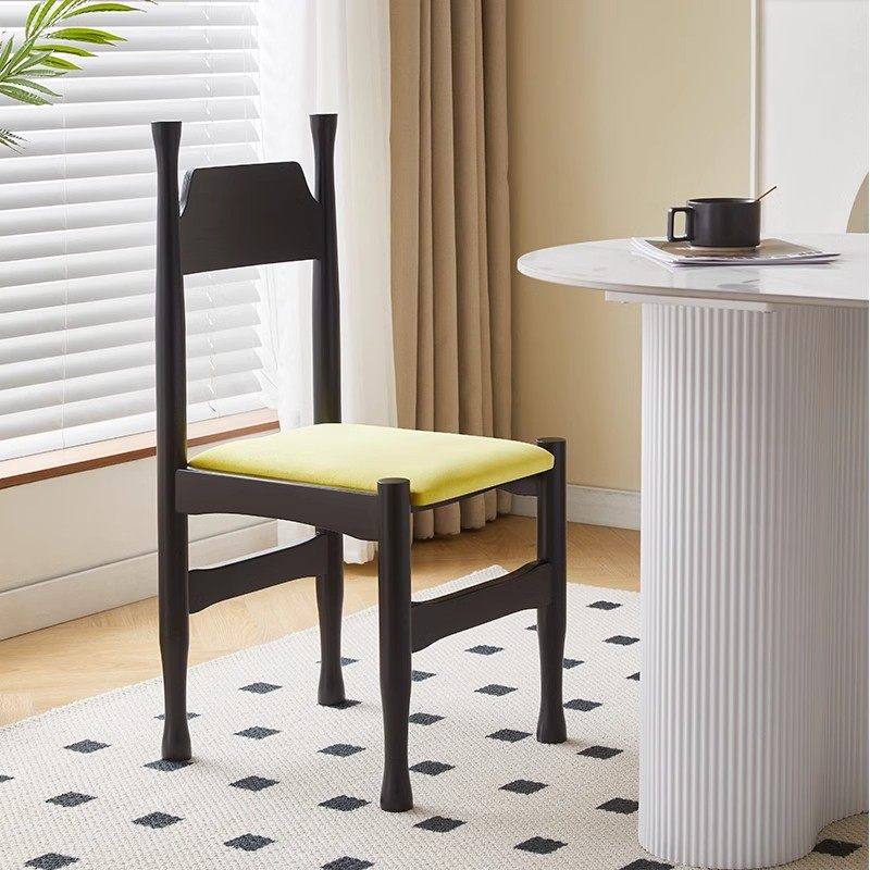 实木餐椅中古风绒布软包椅子餐厅家用简约化妆凳咖啡厅酒吧休闲椅,住宅家具,餐椅,淘宝优惠券,粉丝福利购,淘宝优惠卷