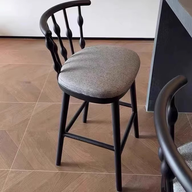 实木高脚椅复古岛台高茶桌椅靠背餐桌椅咖啡厅吧台椅休闲扶手椅