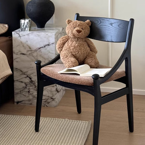 实木菲戈椅咖啡厅靠背椅中古风家用休闲扶手书桌椅餐桌椅化妆椅子