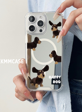 适用于苹果磁吸镜面手机壳小米14Pro银色三星GalaxyS24Plus个性iPhone12新款华为P60防摔Mate60Pro创意好看