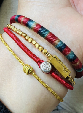 1.5毫米粗时来运转洒金蜡线八股编925百顺银扣小金绳不怕水不掉色