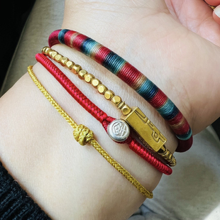 1.5毫米粗时来运转洒金蜡线八股编925百顺银扣小金绳不怕水不掉色