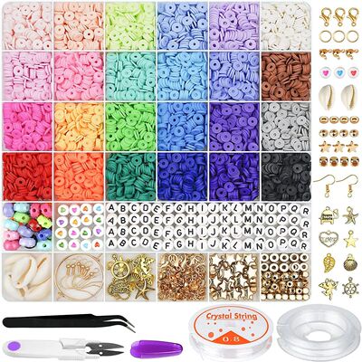 6000 Pcs 24 Colors Flat Round Polymer Clay Beads 6mm Spacer