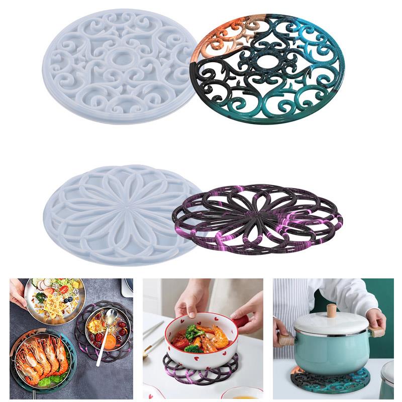 DIY Round Coaster Silicone Mold Mandala Flower Tray Crystal