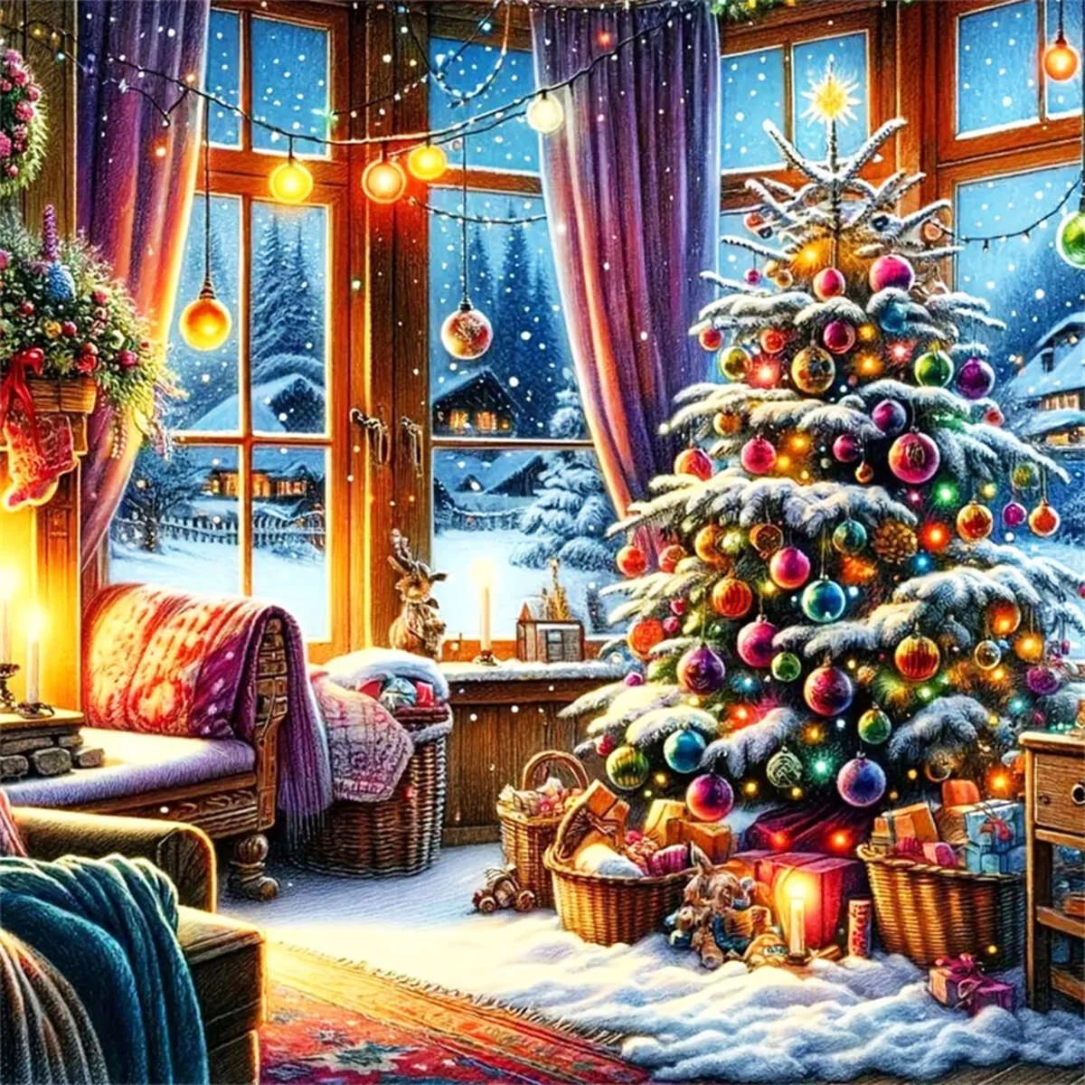 EverShine Diamond Painting Christmas Tree Landscape Craft Su