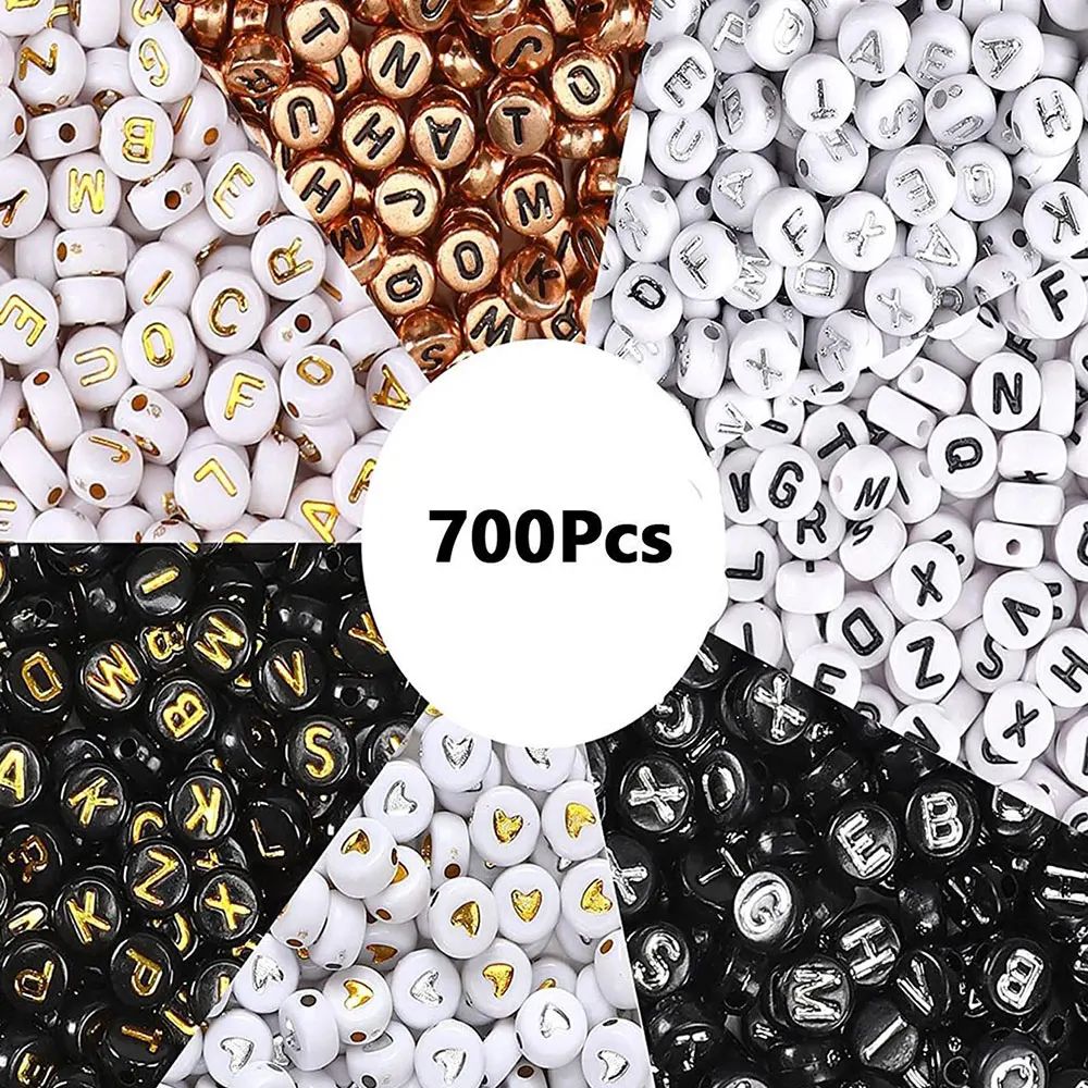700pcs 7 Colors Round Letter Beads Acrylic Alphabet Number B