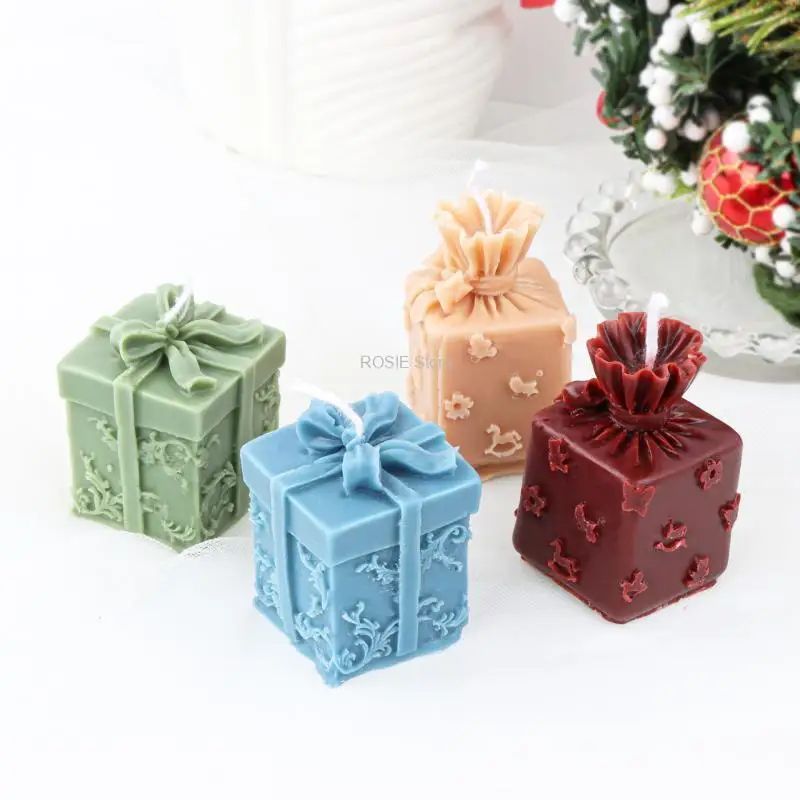 Christmas Silicone Candle Mold Gift Box Shape Diy Aromathera