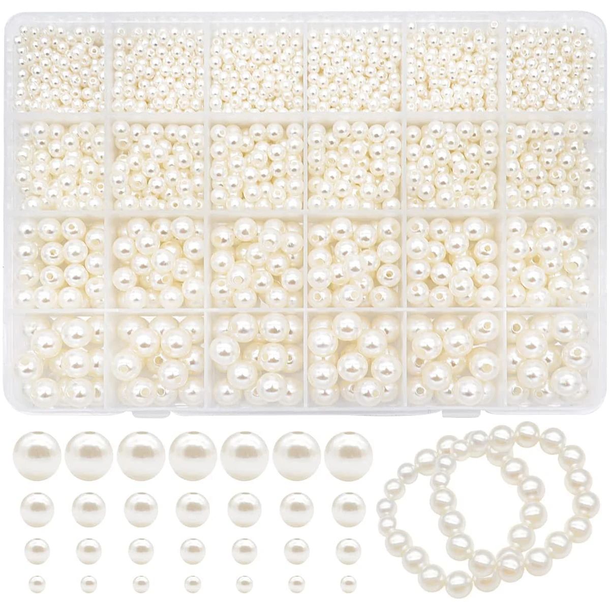 1890pcs Acrylic Pearls Beads Kit for Jewelry Making Charm Br 饰品/流行首饰/时尚饰品新 其他DIY饰品配件 原图主图