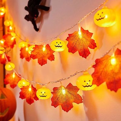 Halloween Pumpkin Maple Leaf String Lights Artificial Autumn