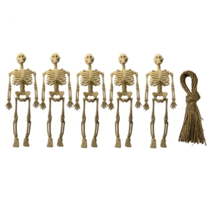 5PCS Decor Halloween Mini Plastic Skull Skeleton Decoration