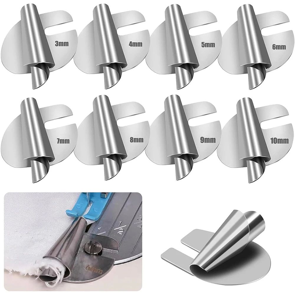 8 PCS Universal Sewing Rolled Hemmer Presser Foot 3-10mm Pul