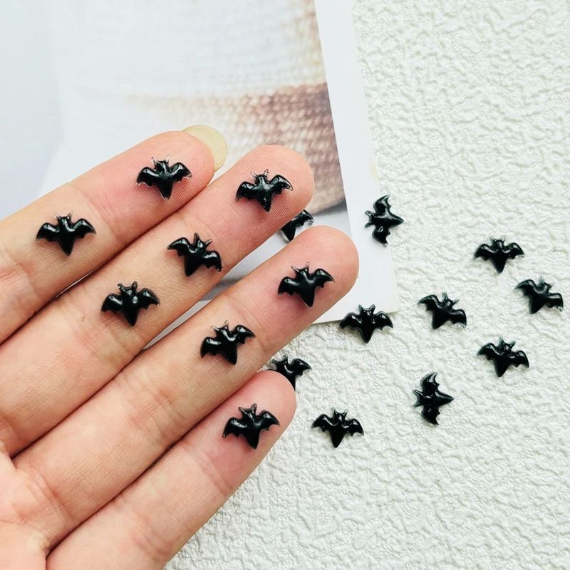 100 Pcs New Cute Mini Resin Halloween bat Flatback Ornament