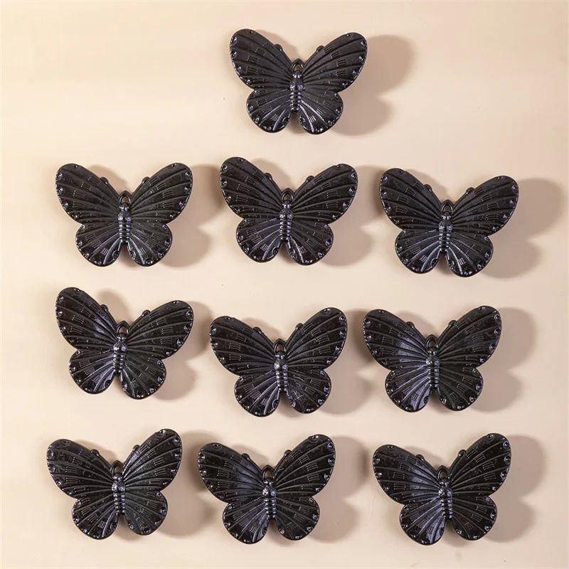 Fashion 10pcs/pack Black Butterfly Resin Charms Animal Penda