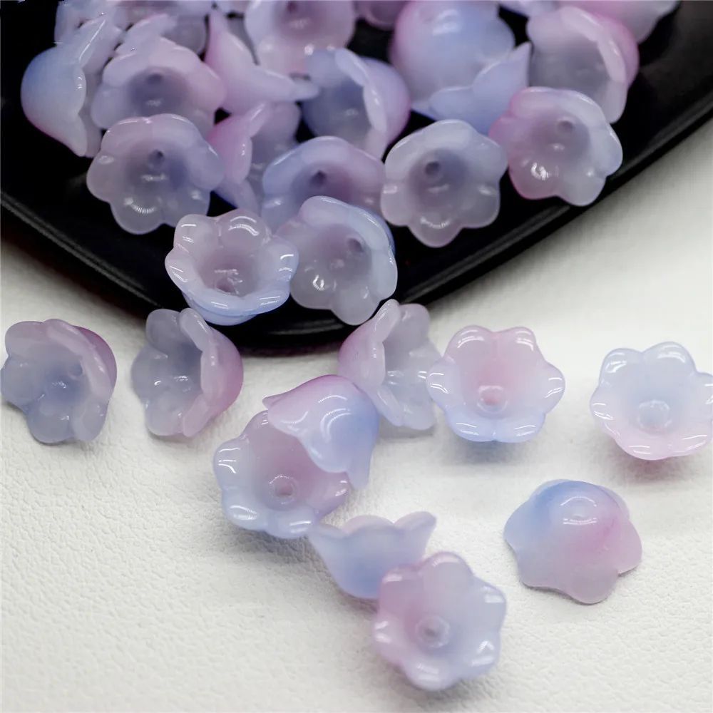 30pcs/Lot Colorful Flower Lampwork Beads Trumpet Flower Shap