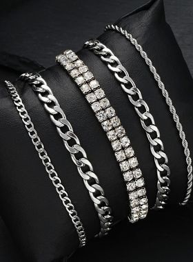 8Pcs/Set Stainless Steel Twisted Cuban Bracelets For Women M