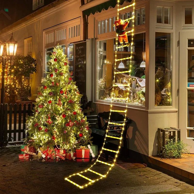 1/Santa Claus Climbing Ladder String Lights USB 8 Modes LED