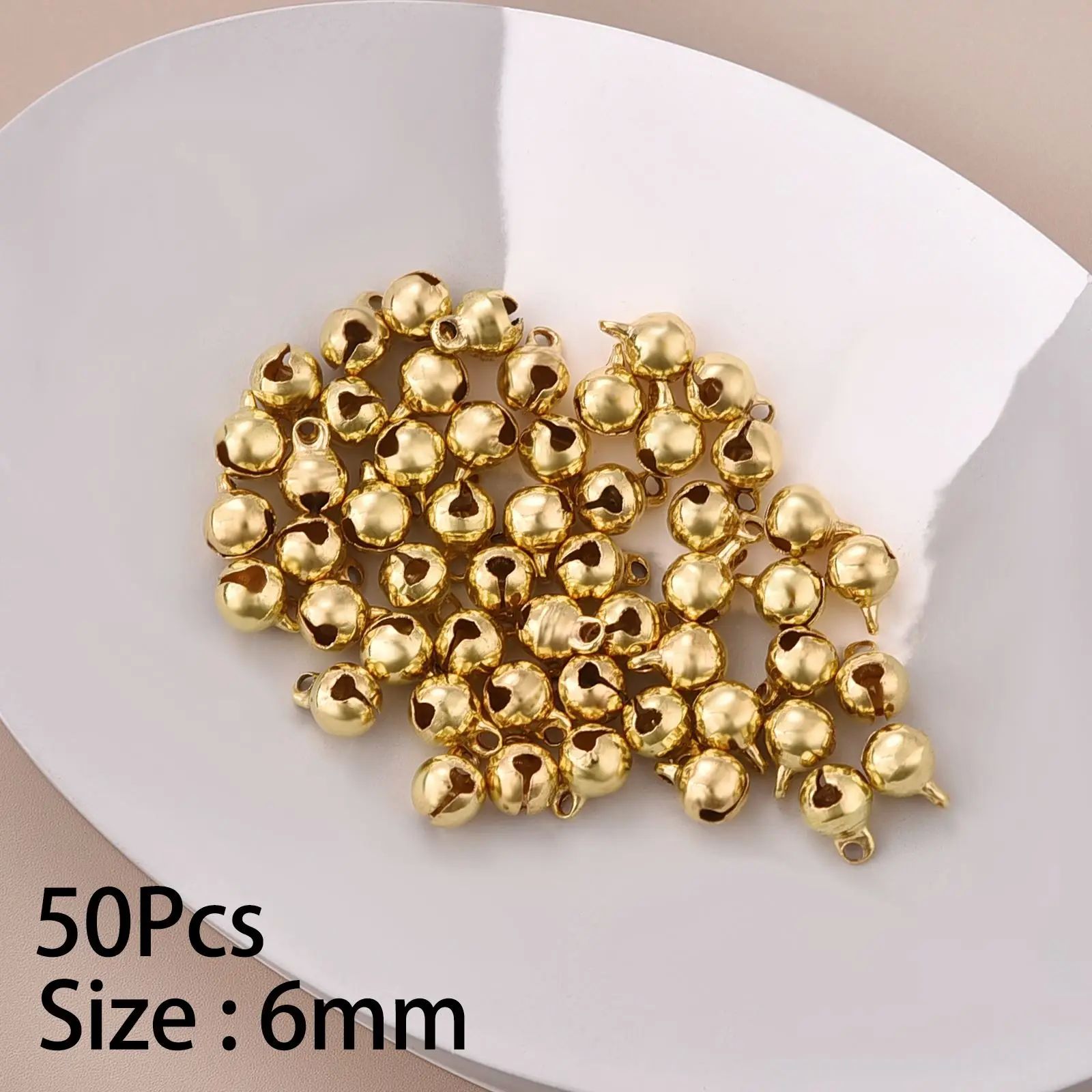 50Pcs 6mm Mini Aluminum Gold Colorful Jingle Pendant Tiny Br
