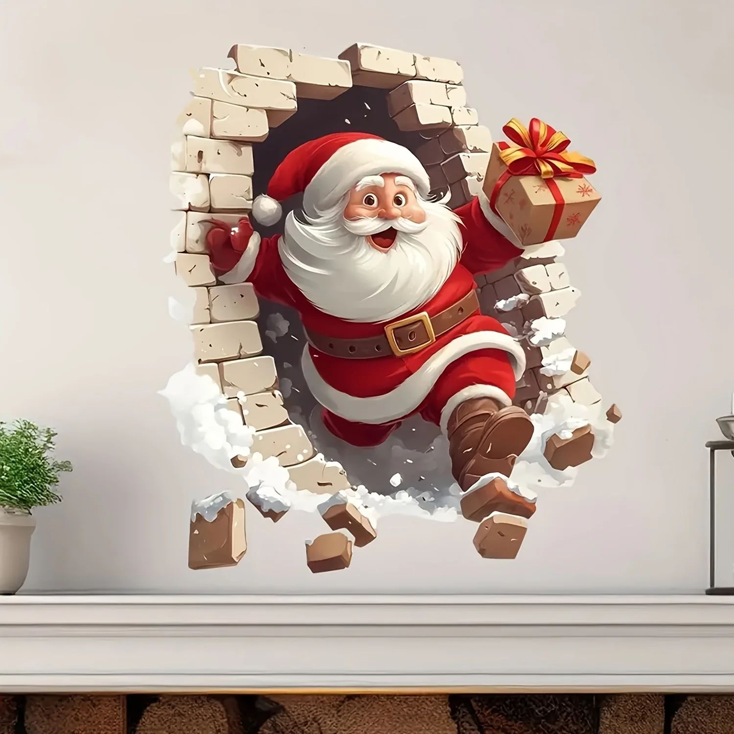1pc Santa Claus Wall Decal - Removable Christmas Sticker, Su