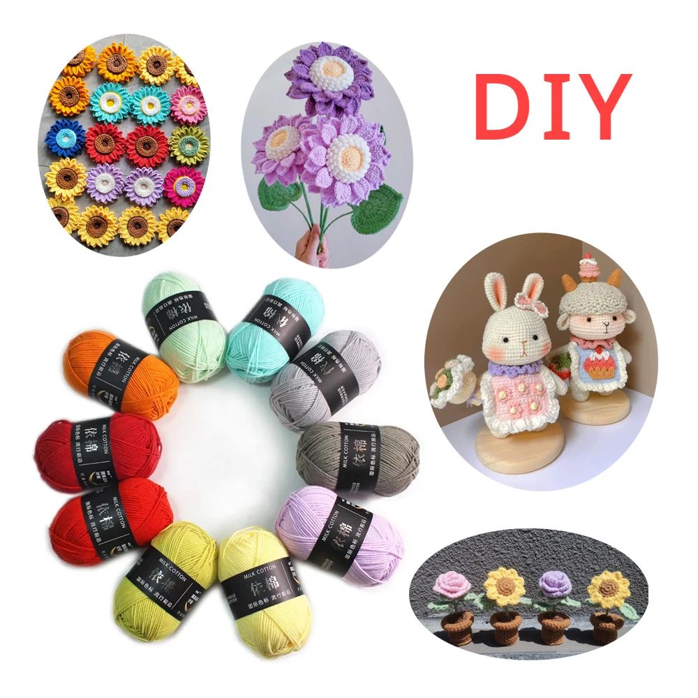 4-Strand  Milk Cotton Knitting Wool Yarn 60g/roll Soft Baby