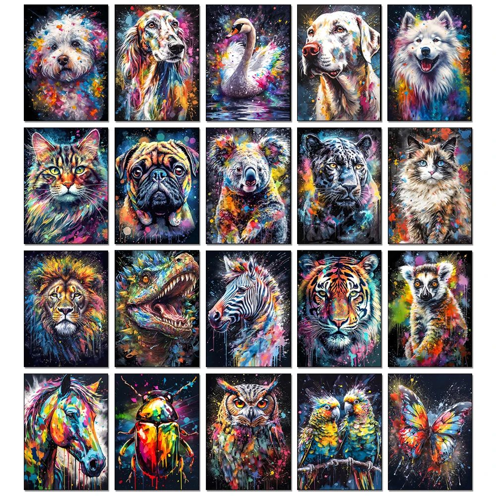 New DIY Diamond Painting Cat Dog Swan Animal Diamond Embroid