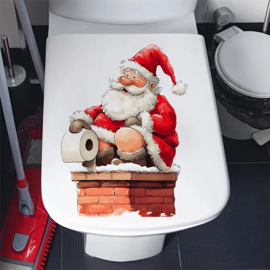 1pc Funny Santa Claus Toilet Stickers Removable PVC Toilet S