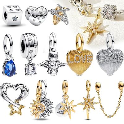 Sparkling Sterling Silver Lucky Crossover Star Heart Charm F