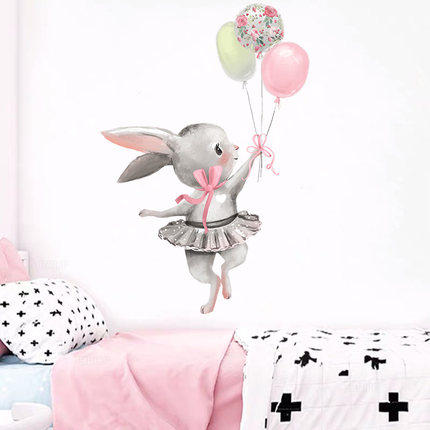 Baby Room Cute Ballet Bunny Wall Stickers for Kids Room