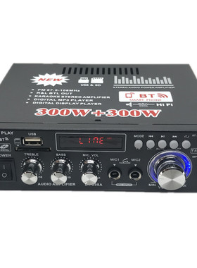 298多功能迷你小型功放机 5.0蓝牙插卡U盘MP3解码12V车载220V家用