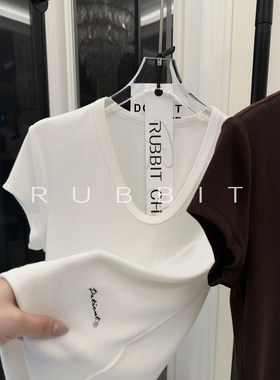 RUBBIT CHIC 买手店合作款 五线谱大U领短袖T恤