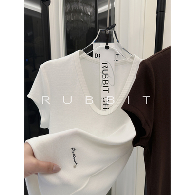 RUBBIT CHIC 买手店合作款 五线谱大U领短袖T恤