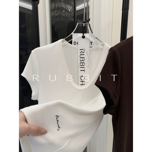 RUBBIT CHIC买手店合作款 大U领短袖T恤