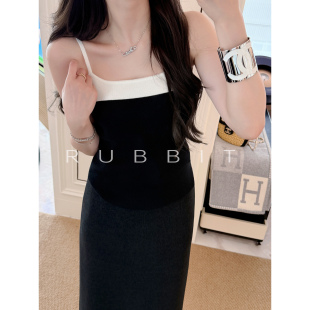 弹力打底内搭单穿 气质黑白显瘦修身 RUBBIT CHIC小香羊毛吊带背心