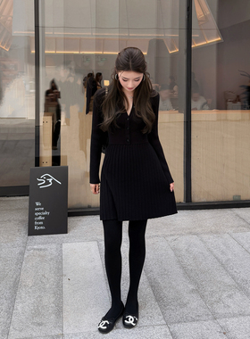 RUBBIT CHIC 秋冬新品 气质优雅时髦 羊毛针织显瘦收腰蓬蓬连衣裙