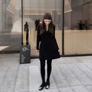 气质优雅时髦 秋冬新品 羊毛针织显瘦收腰蓬蓬连衣裙 CHIC RUBBIT