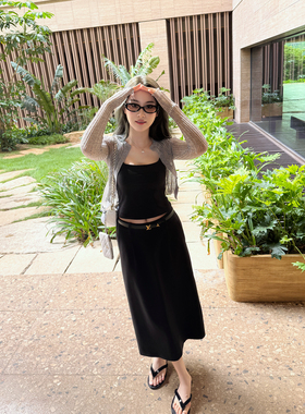 RUBBIT精致花瓣下摆 轻薄透气镂空针织开衫 防晒罩衫外搭