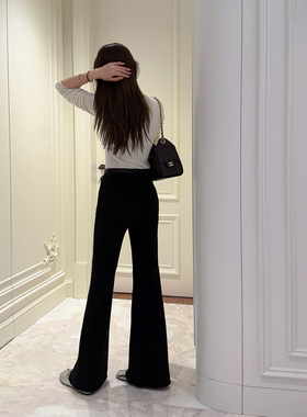 RUBBIT超模牛仔裤 显瘦好版型 高腰微喇时尚磨毛下摆微弹牛仔裤女