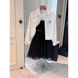 RUBBIT秋款“高智老钱”柔软水洗 休闲白牛仔外套 显瘦轮廓感外套