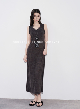 RUBBIT夏季新品 零负担松弛感懒人T裙 百搭U领背心连衣裙气质长裙